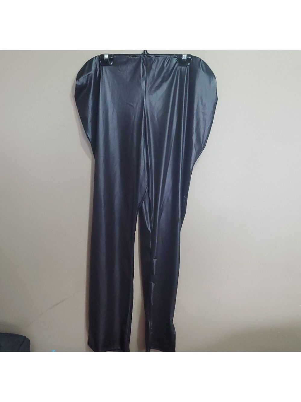 Nasty Gal Plus Wet Look Split Hem Black Pants Size US 20